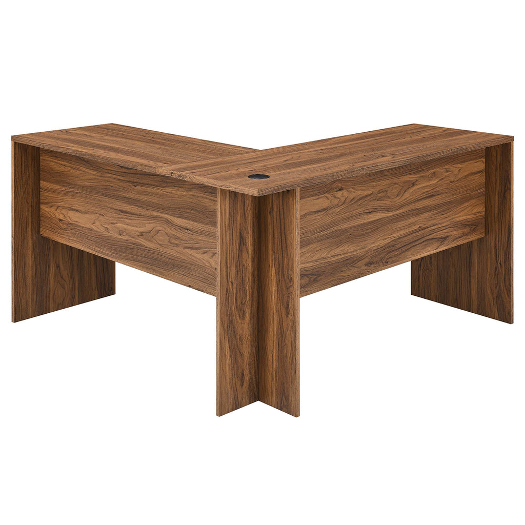 Venture L-Shaped Wood Office Desk - Walnut