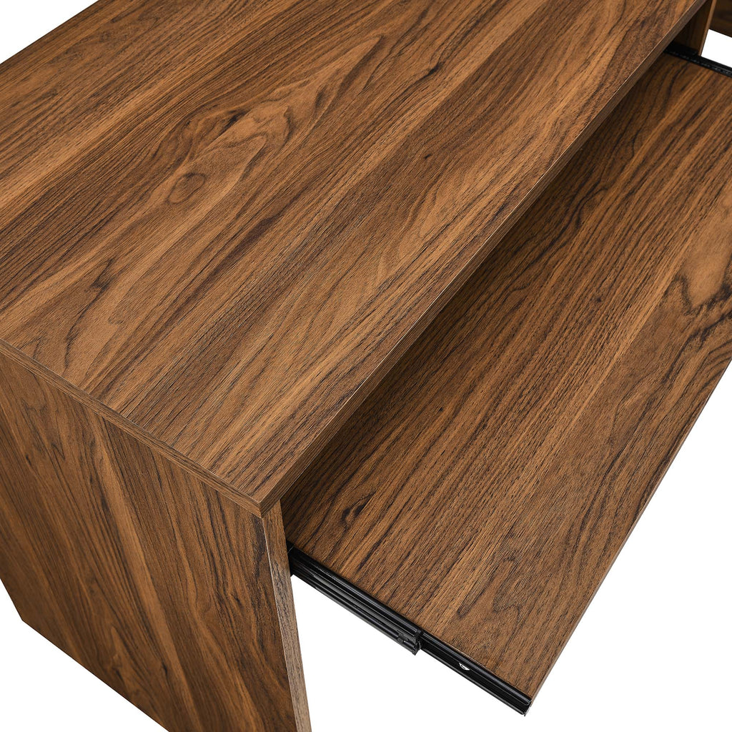 Venture L-Shaped Wood Office Desk - Walnut