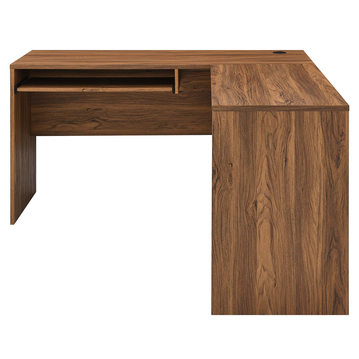 Venture L-Shaped Wood Office Desk - Walnut
