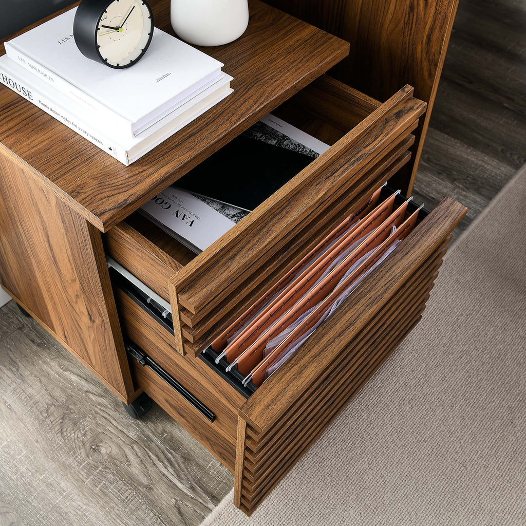 Render Wood File Cabinet - Walnut