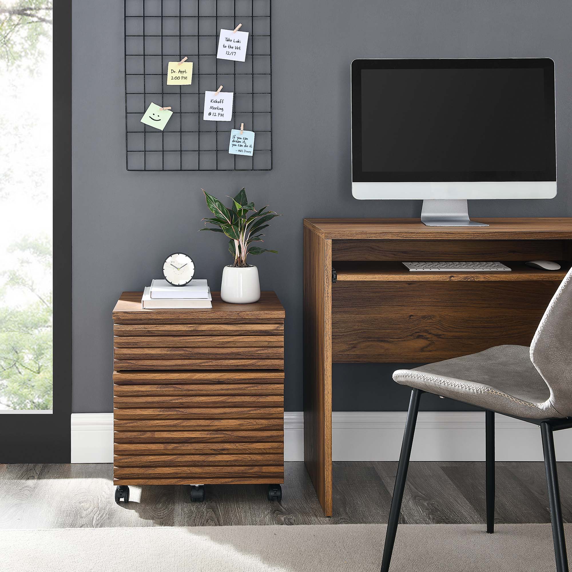 Render Wood File Cabinet - Walnut