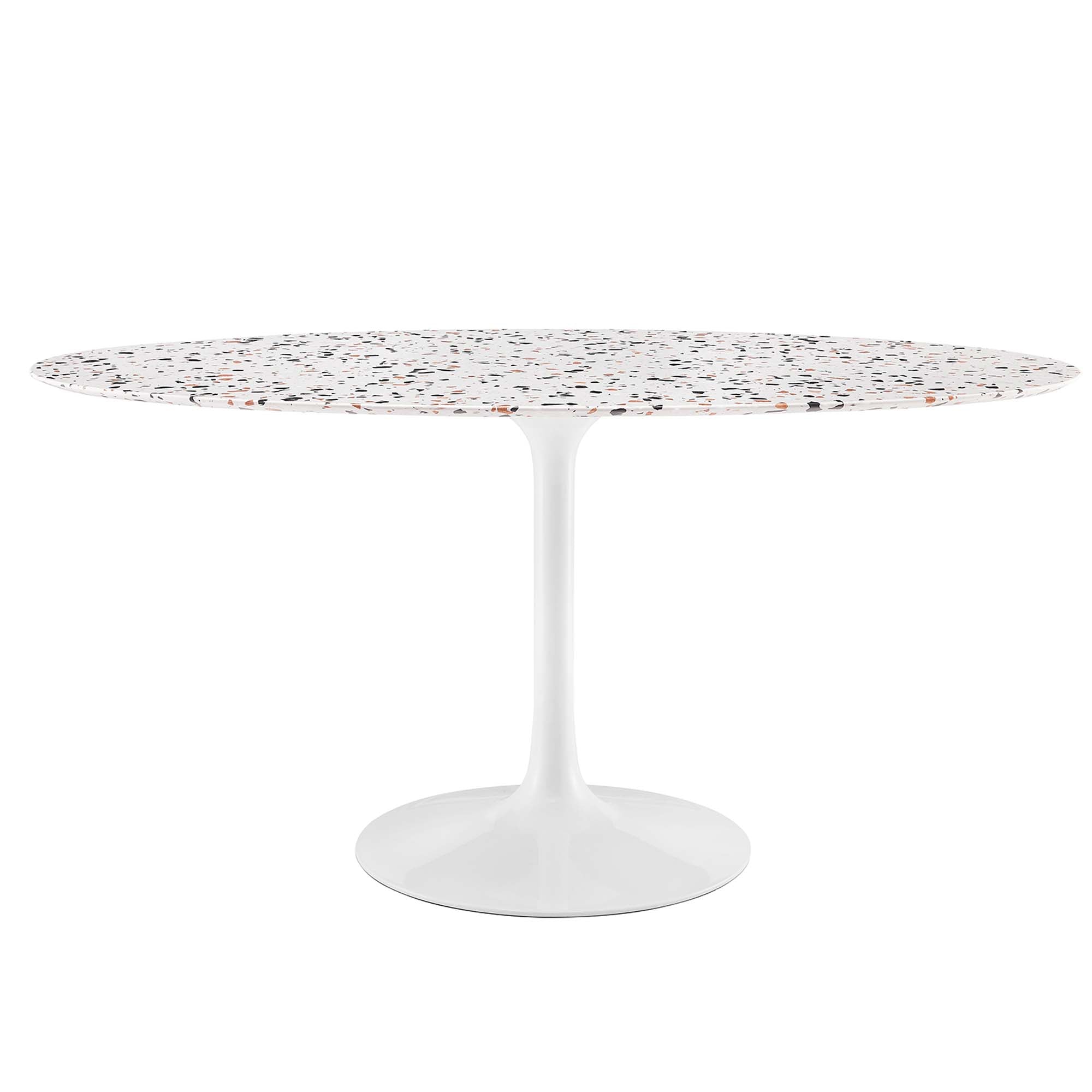 Lippa 60" Oval Terrazzo Dining Table - White White