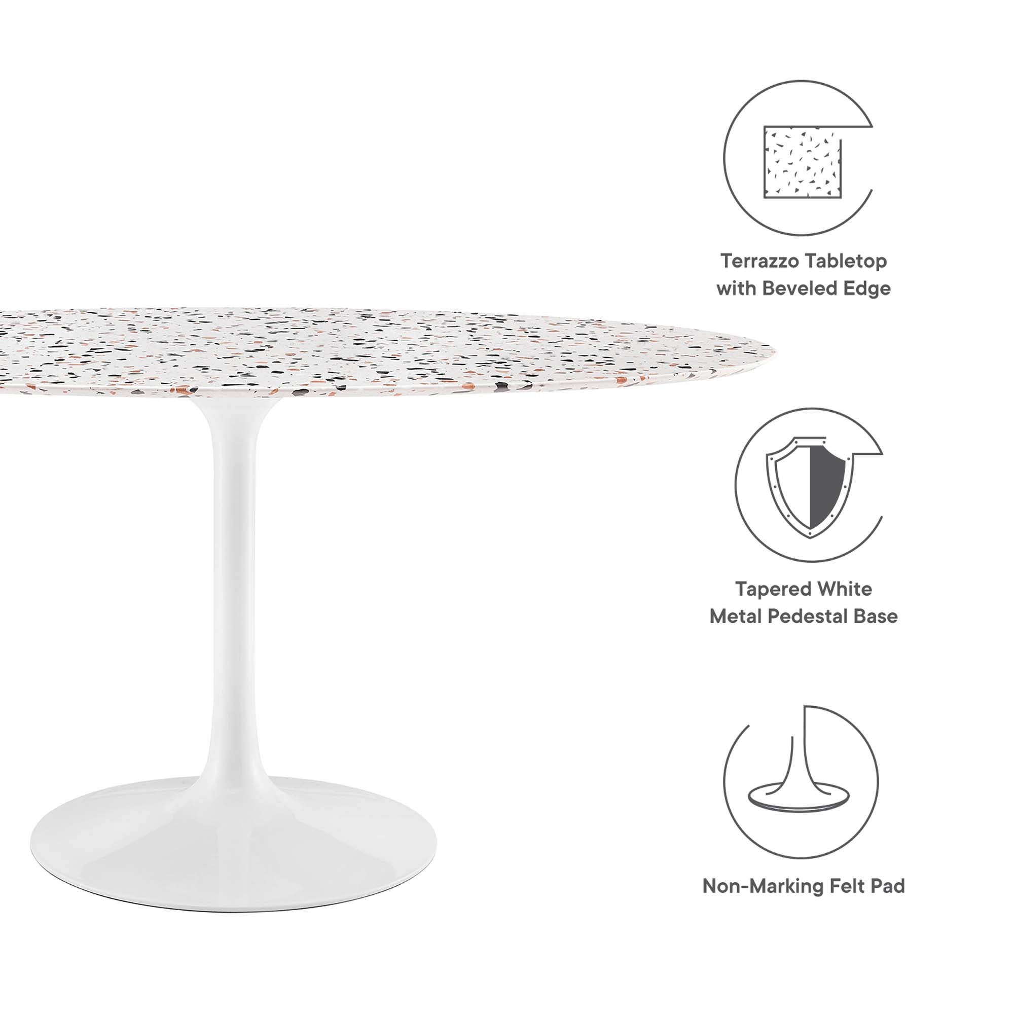 Lippa 60" Oval Terrazzo Dining Table - White White