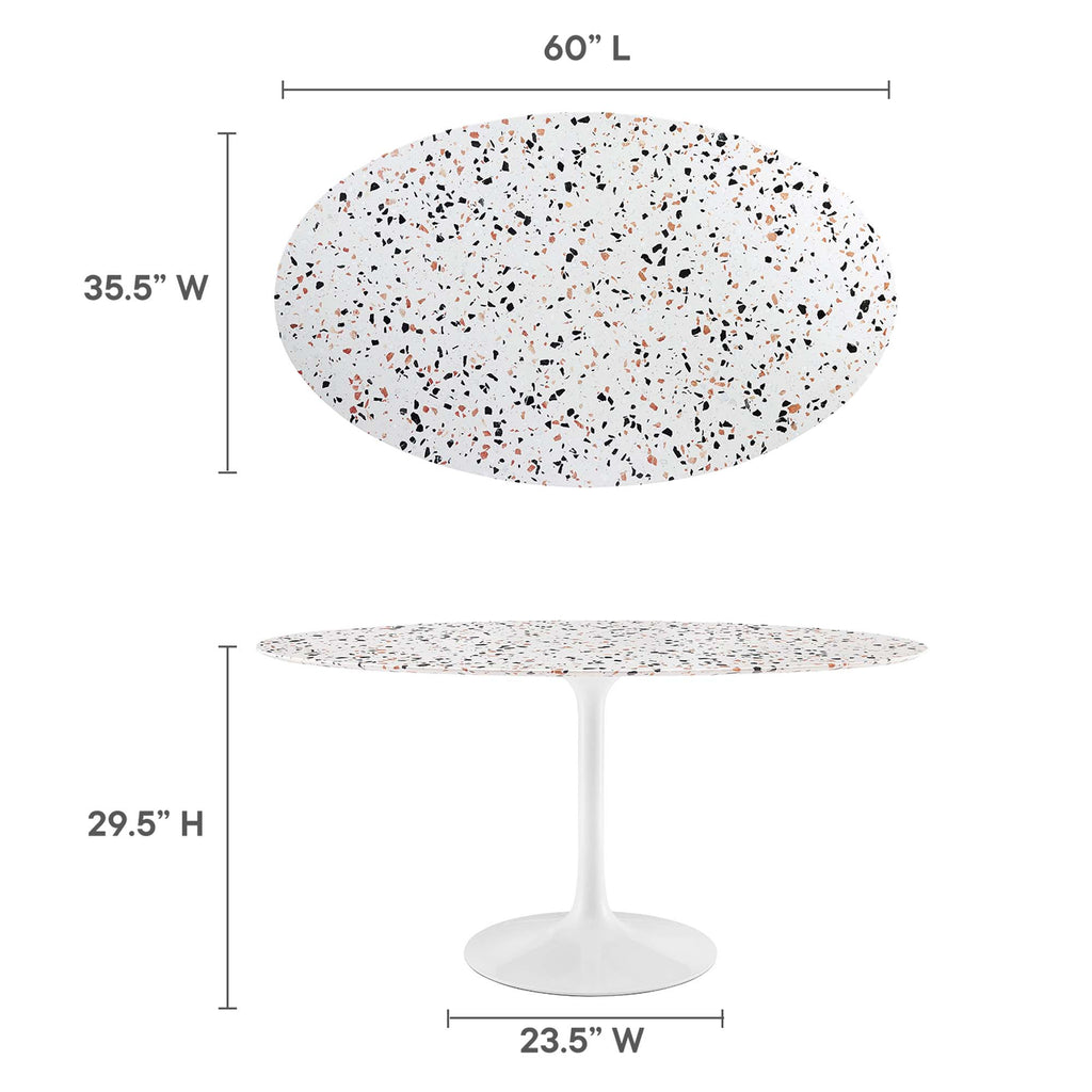 Lippa 60" Oval Terrazzo Dining Table - White White