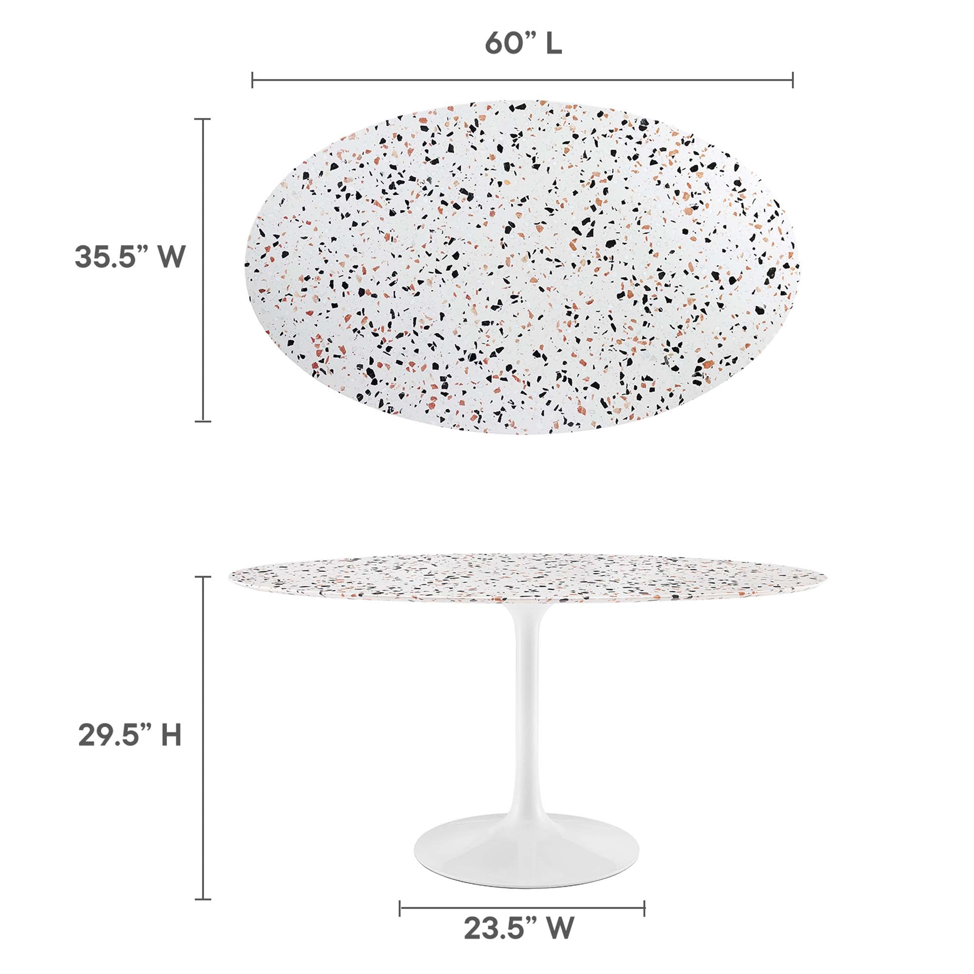 Lippa 60" Oval Terrazzo Dining Table - White White