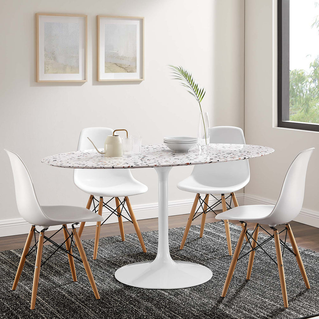 Lippa 60" Oval Terrazzo Dining Table - White White