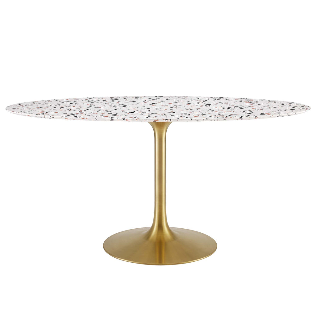 Lippa 60" Oval Terrazzo Dining Table - Gold White