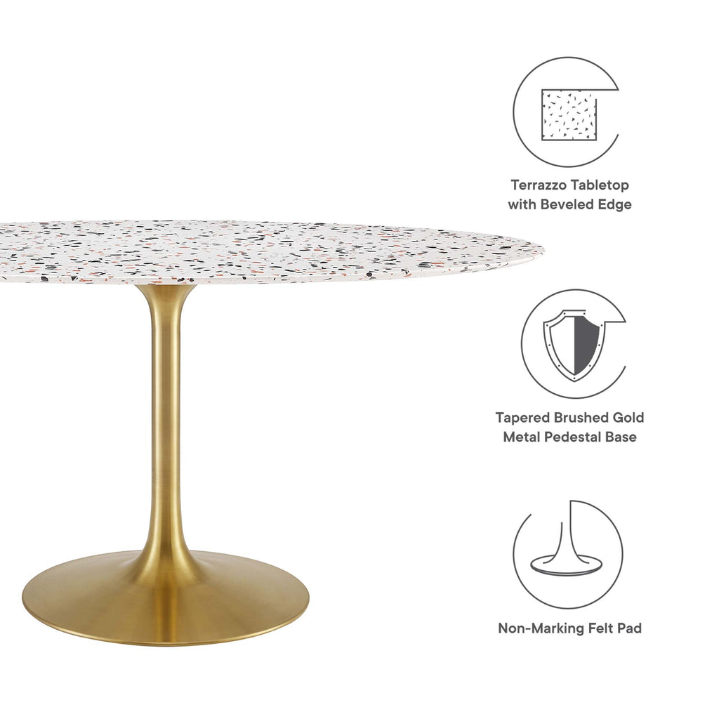 Lippa 60" Oval Terrazzo Dining Table - Gold White