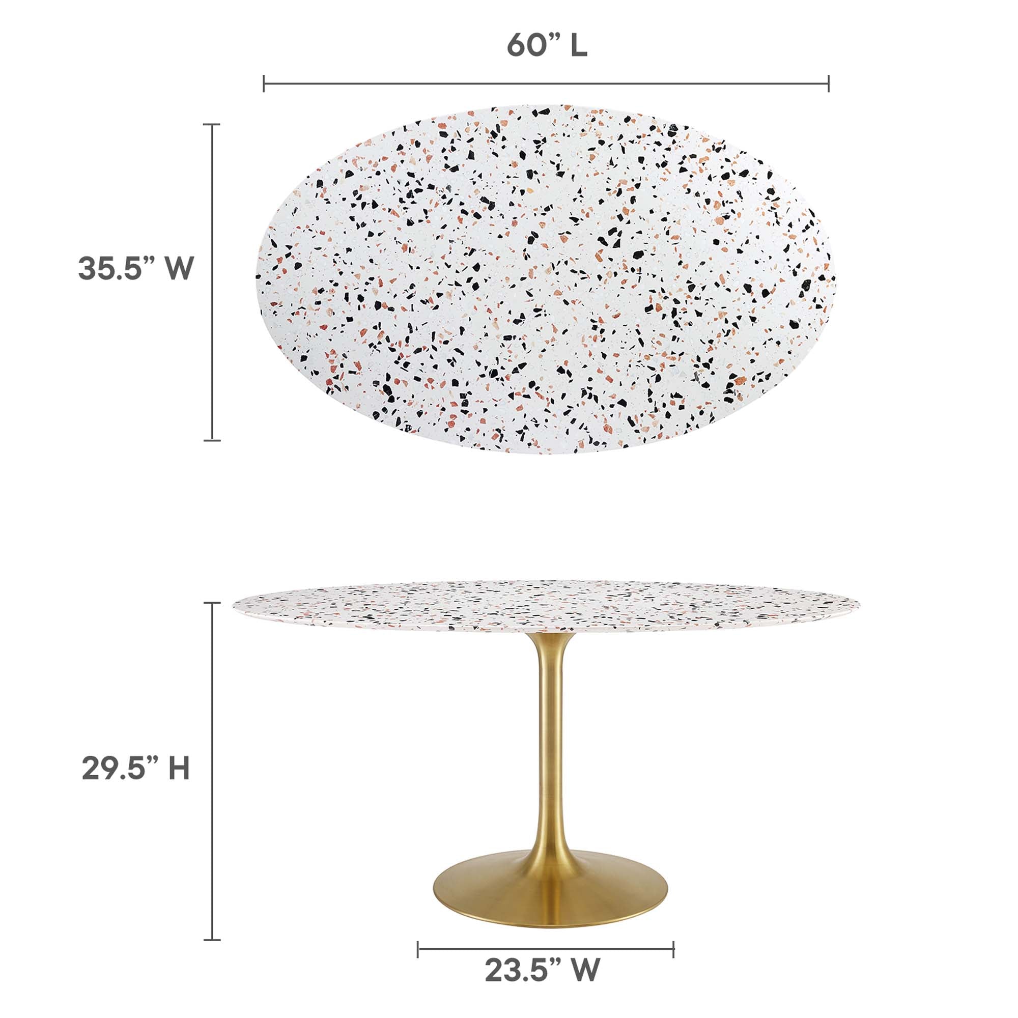 Lippa 60" Oval Terrazzo Dining Table - Gold White