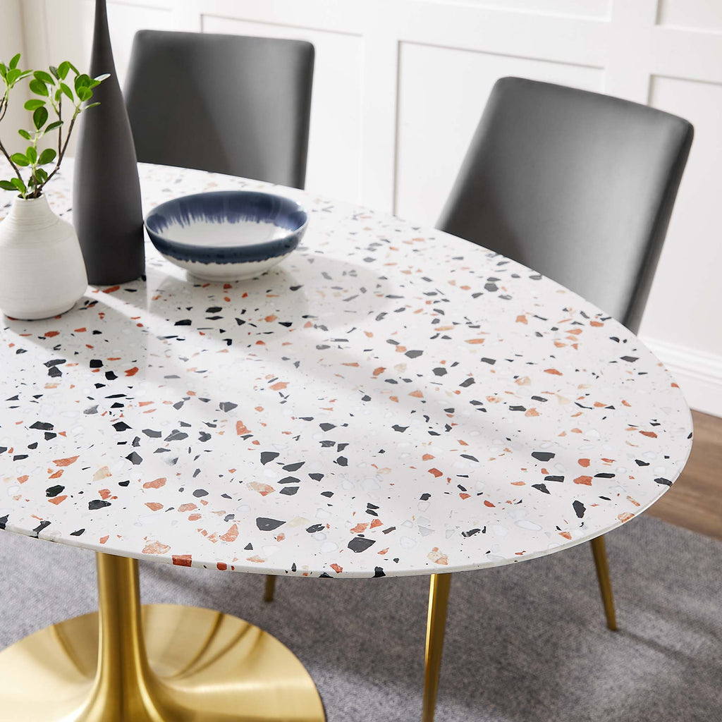Lippa 60" Oval Terrazzo Dining Table - Gold White
