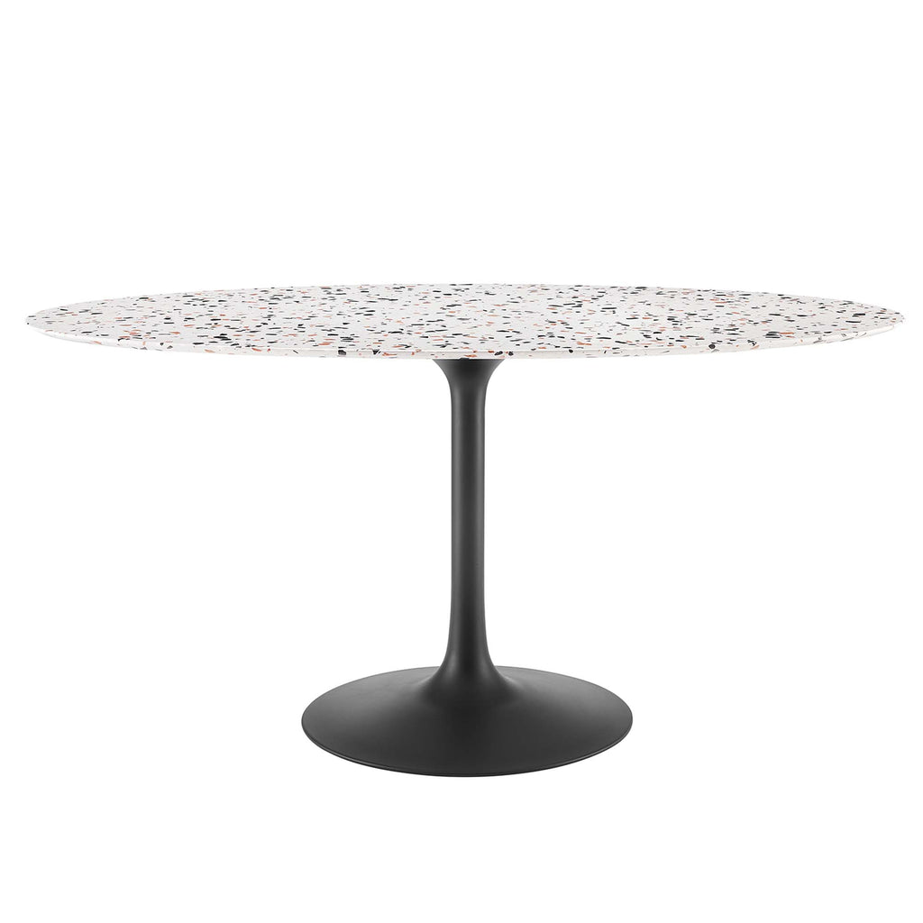 Lippa 60" Oval Terrazzo Dining Table - Black White