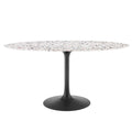 Lippa 60" Oval Terrazzo Dining Table - Black White