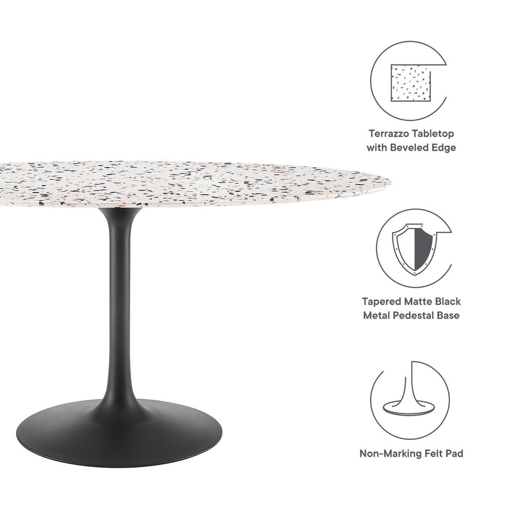 Lippa 60" Oval Terrazzo Dining Table - Black White