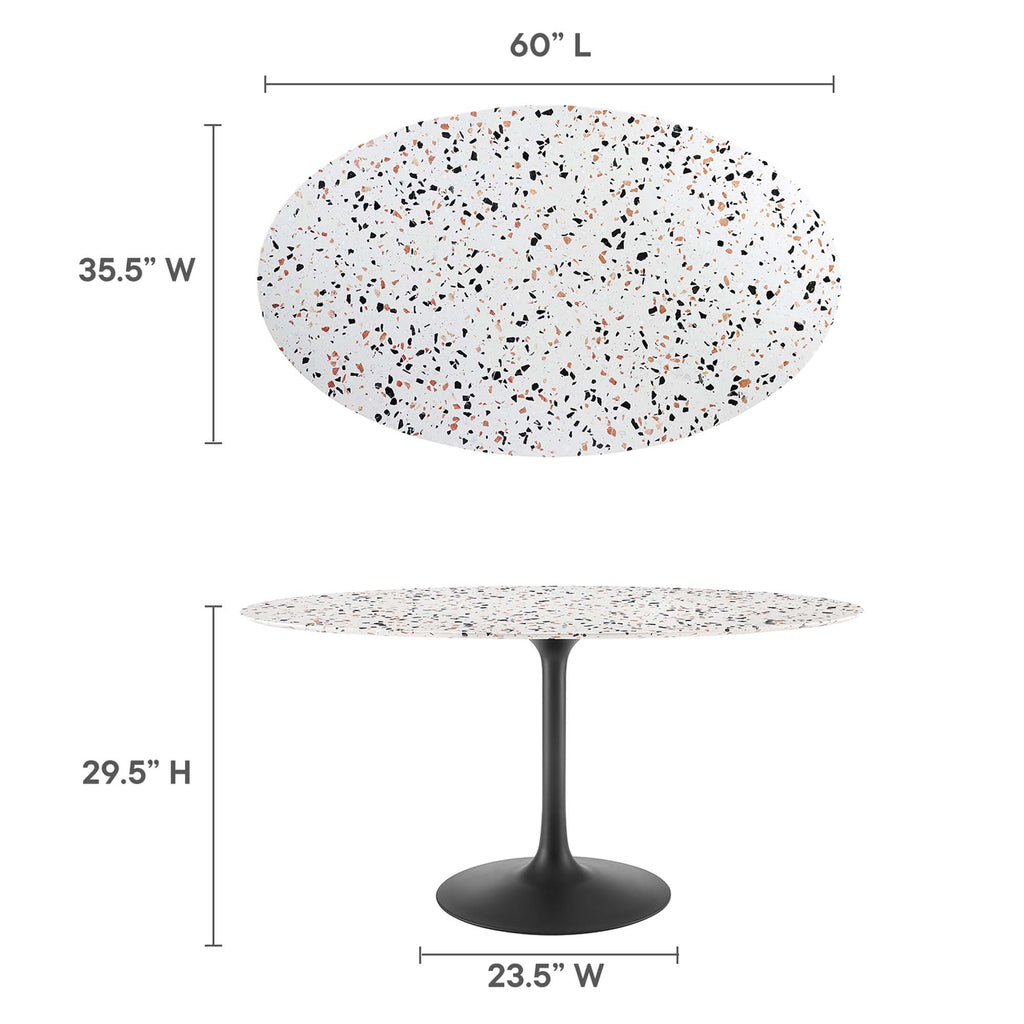 Lippa 60" Oval Terrazzo Dining Table - Black White