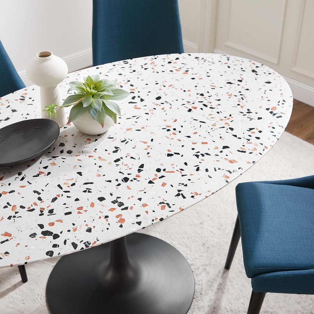 Lippa 60" Oval Terrazzo Dining Table - Black White