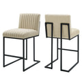 Indulge Channel Tufted Fabric Counter Stools Set of 2 - Beige