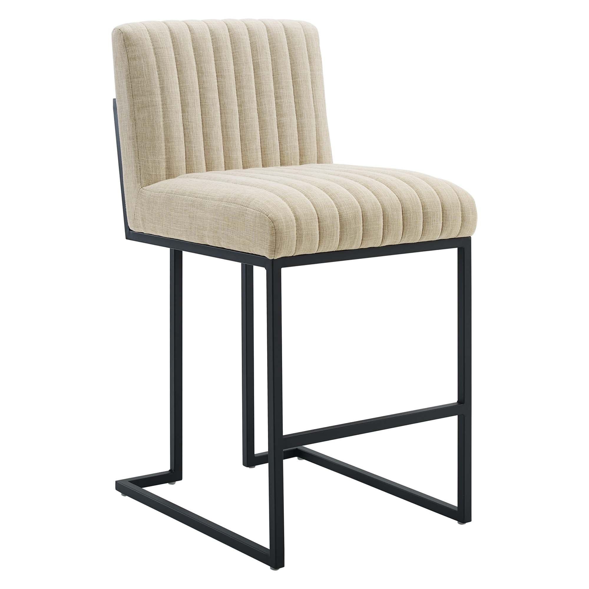 Indulge Channel Tufted Fabric Counter Stools Set of 2 - Beige