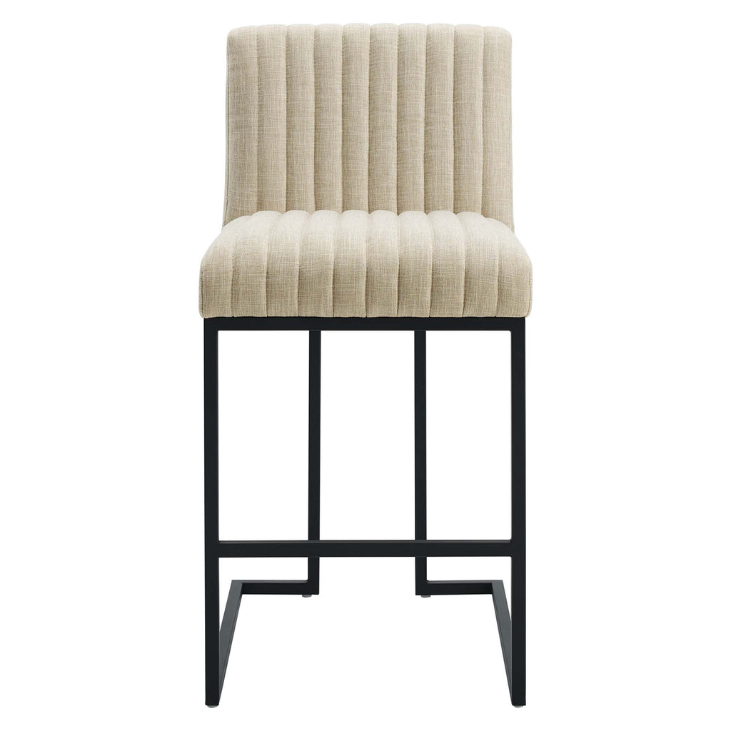 Indulge Channel Tufted Fabric Counter Stools Set of 2 - Beige
