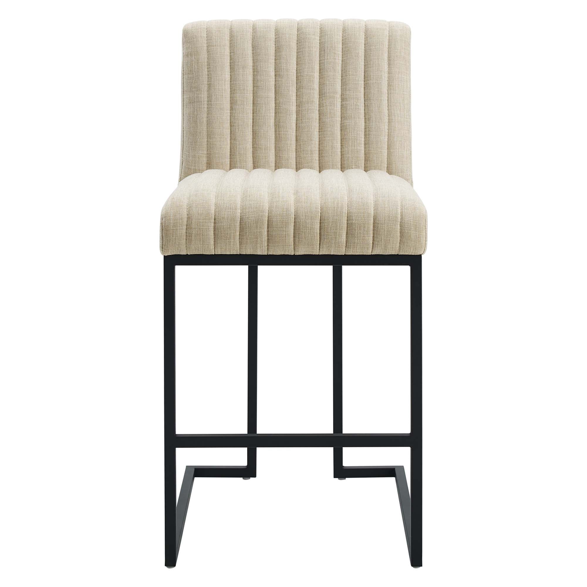 Indulge Channel Tufted Fabric Counter Stools Set of 2 - Beige