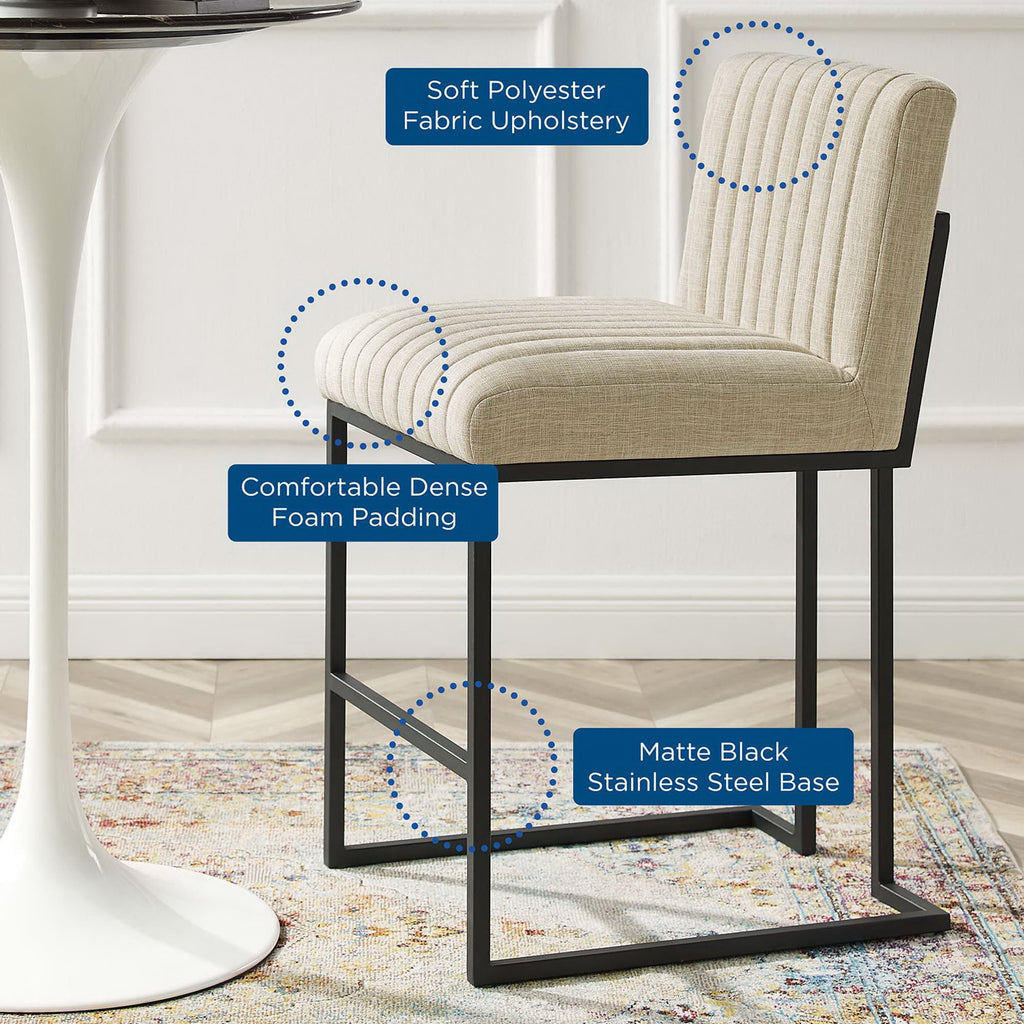 Indulge Channel Tufted Fabric Counter Stools Set of 2 - Beige