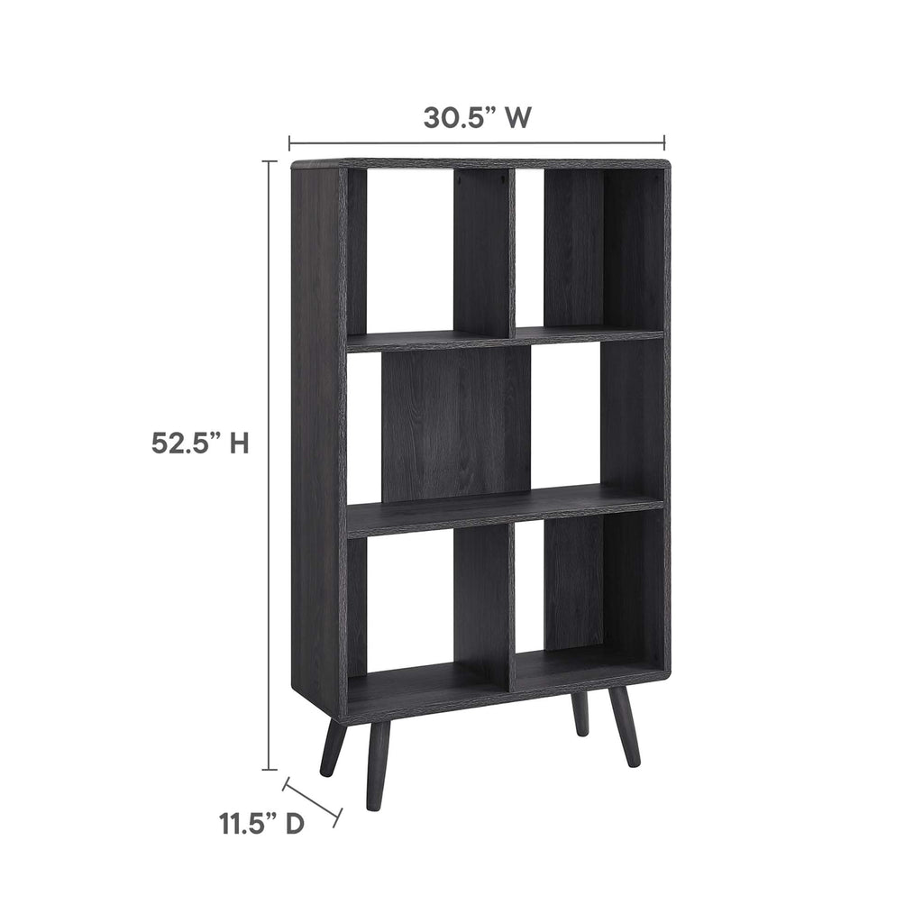 Transmit 5 Shelf Wood Grain Bookcase - Charcoal