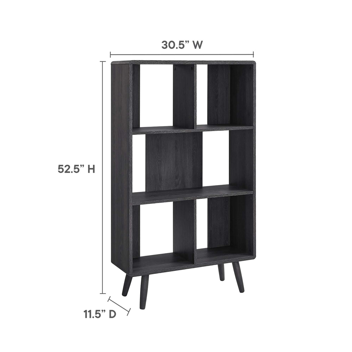 Transmit 5 Shelf Wood Grain Bookcase - Charcoal