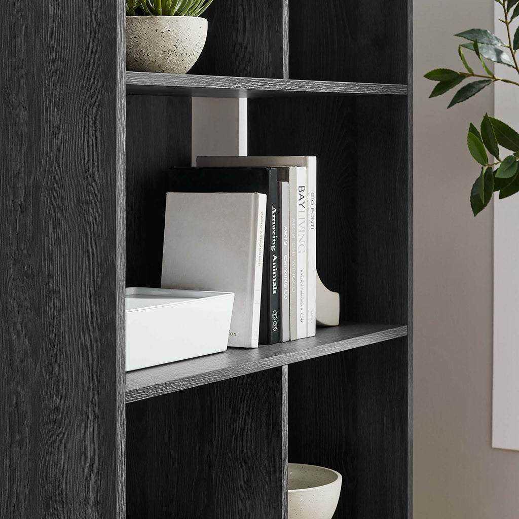 Transmit 5 Shelf Wood Grain Bookcase - Charcoal