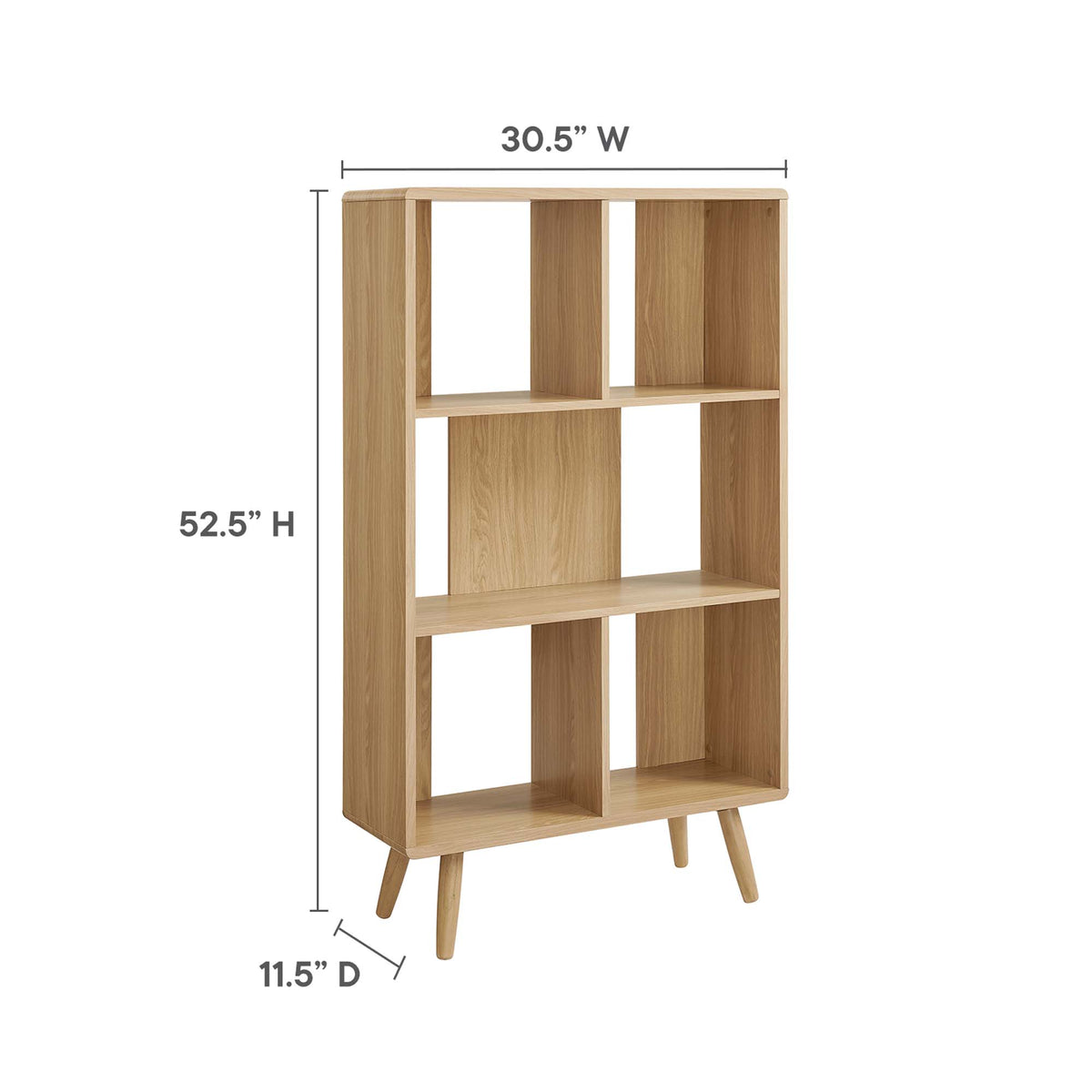 Transmit 5 Shelf Wood Grain Bookcase - Oak