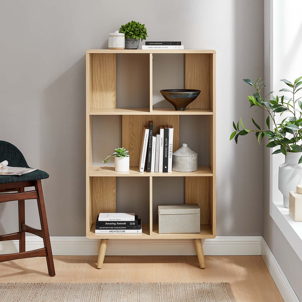 Transmit 5 Shelf Wood Grain Bookcase - Oak