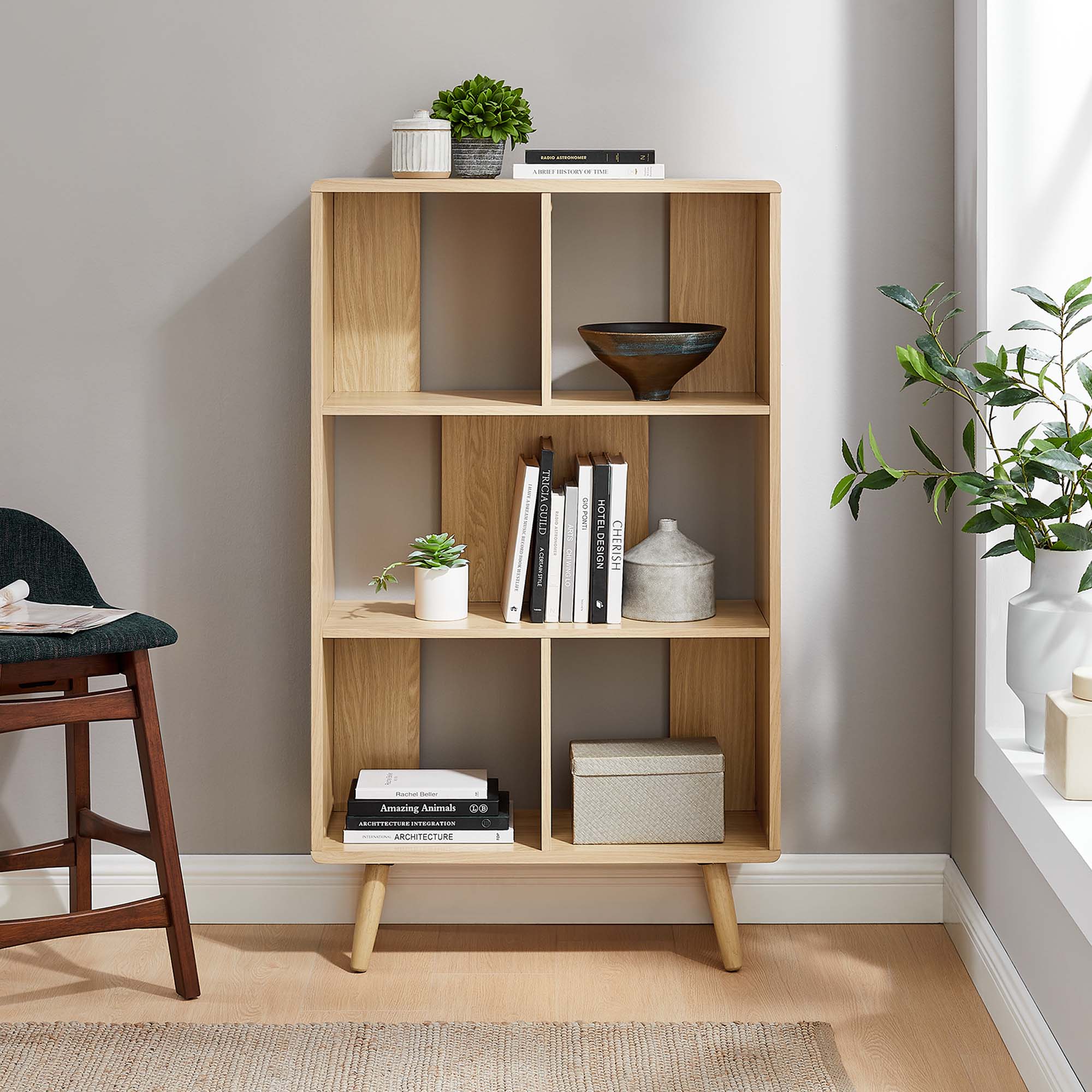 Transmit 5 Shelf Wood Grain Bookcase - Oak