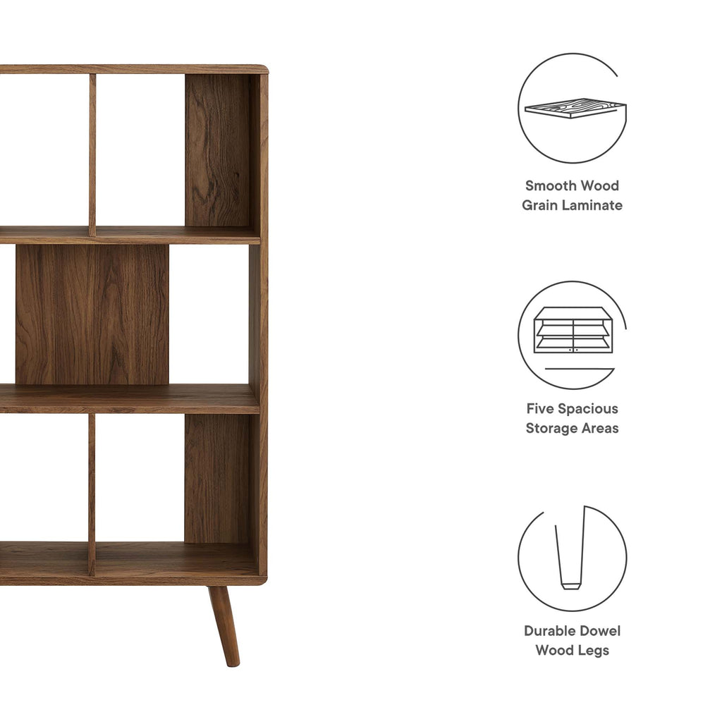Transmit 5 Shelf Wood Grain Bookcase - Walnut