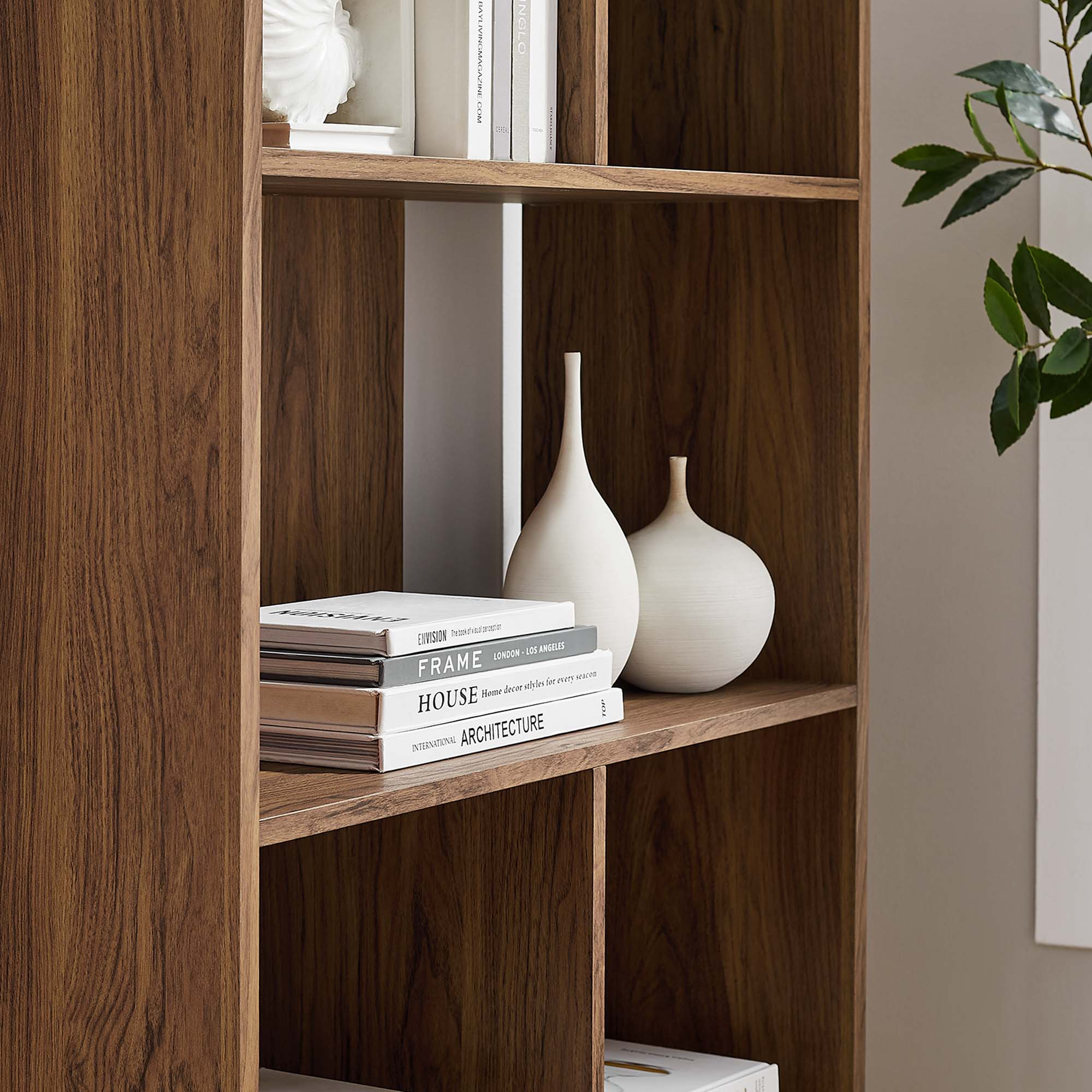 Transmit 5 Shelf Wood Grain Bookcase - Walnut