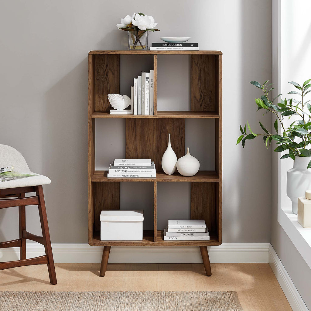 Transmit 5 Shelf Wood Grain Bookcase - Walnut