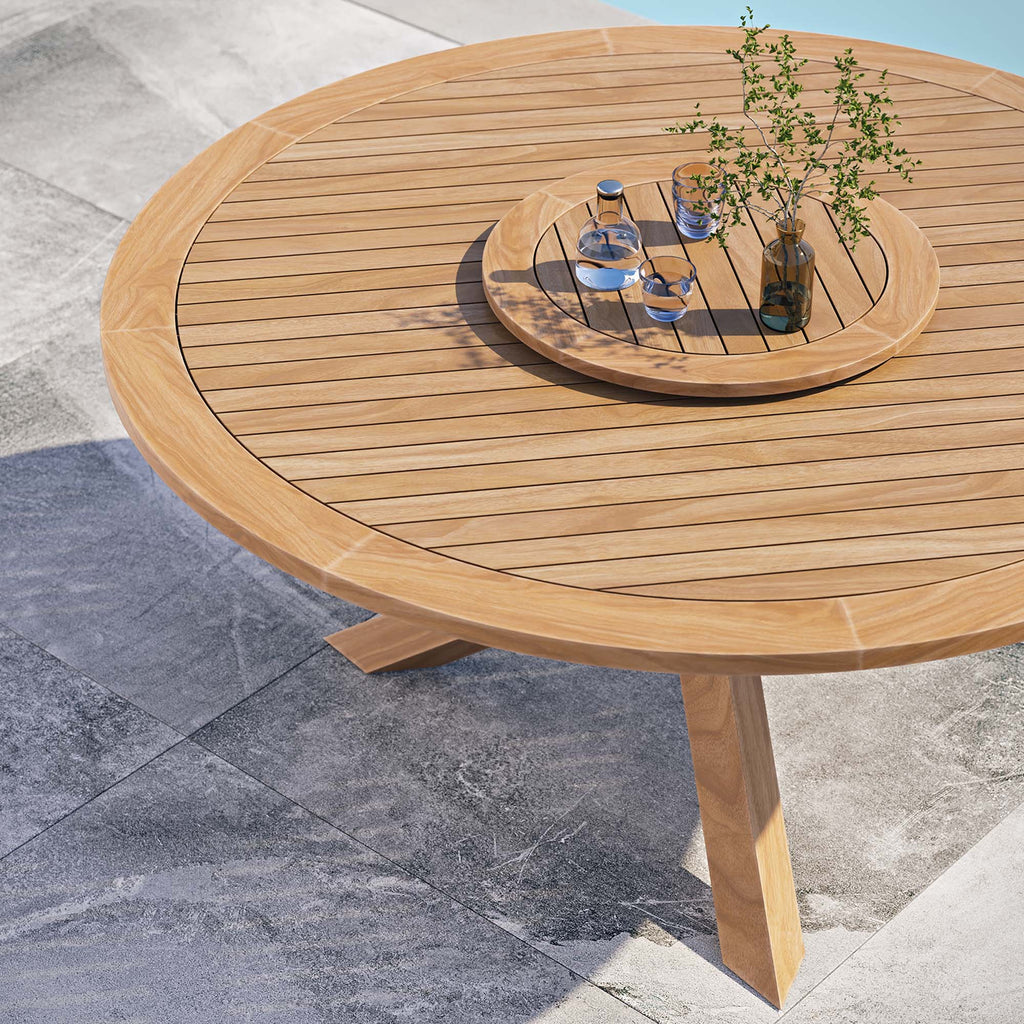 Wellspring 63" Outdoor Patio Teak Wood Dining Table - Natural