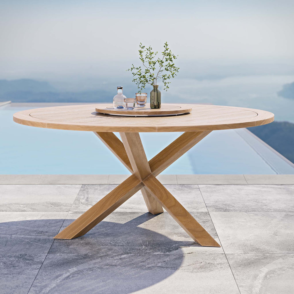 Wellspring 63" Outdoor Patio Teak Wood Dining Table - Natural