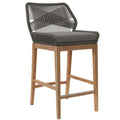 Wellspring Outdoor Patio Teak Wood Bar Stool - Gray Graphite