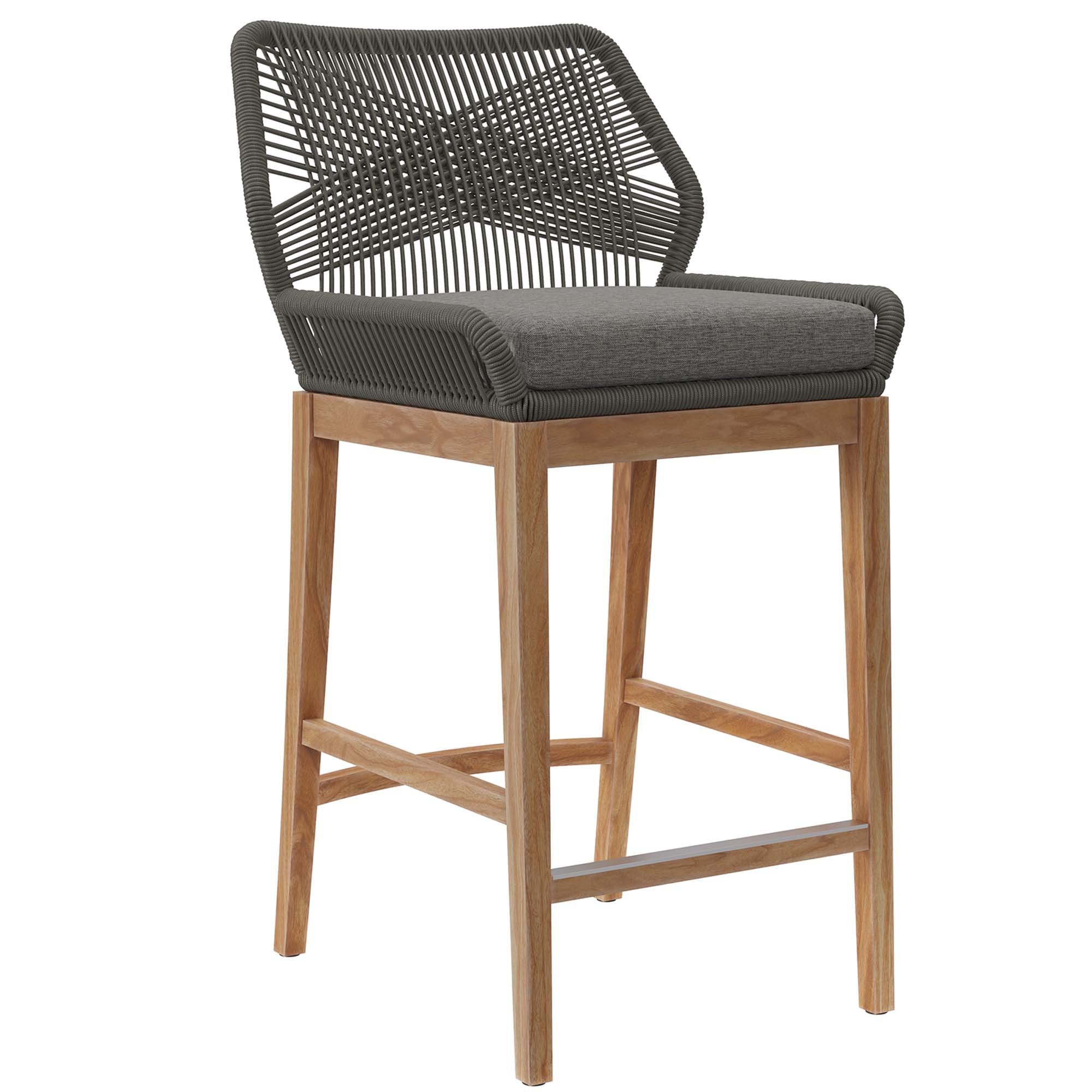 Wellspring 3-Piece Outdoor Patio Teak Wood Bar Set - Gray Graphite