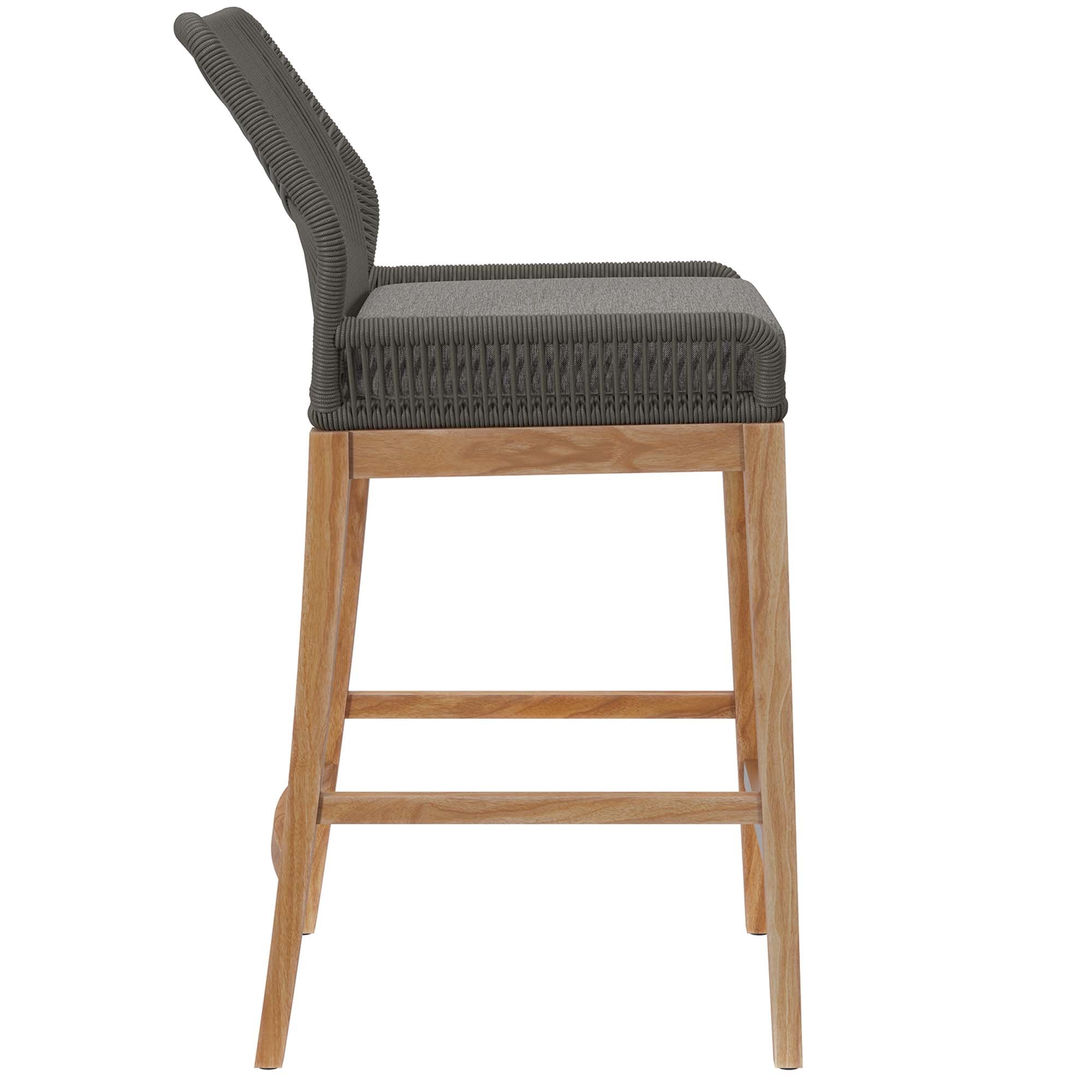 Wellspring 3-Piece Outdoor Patio Teak Wood Bar Set - Gray Graphite