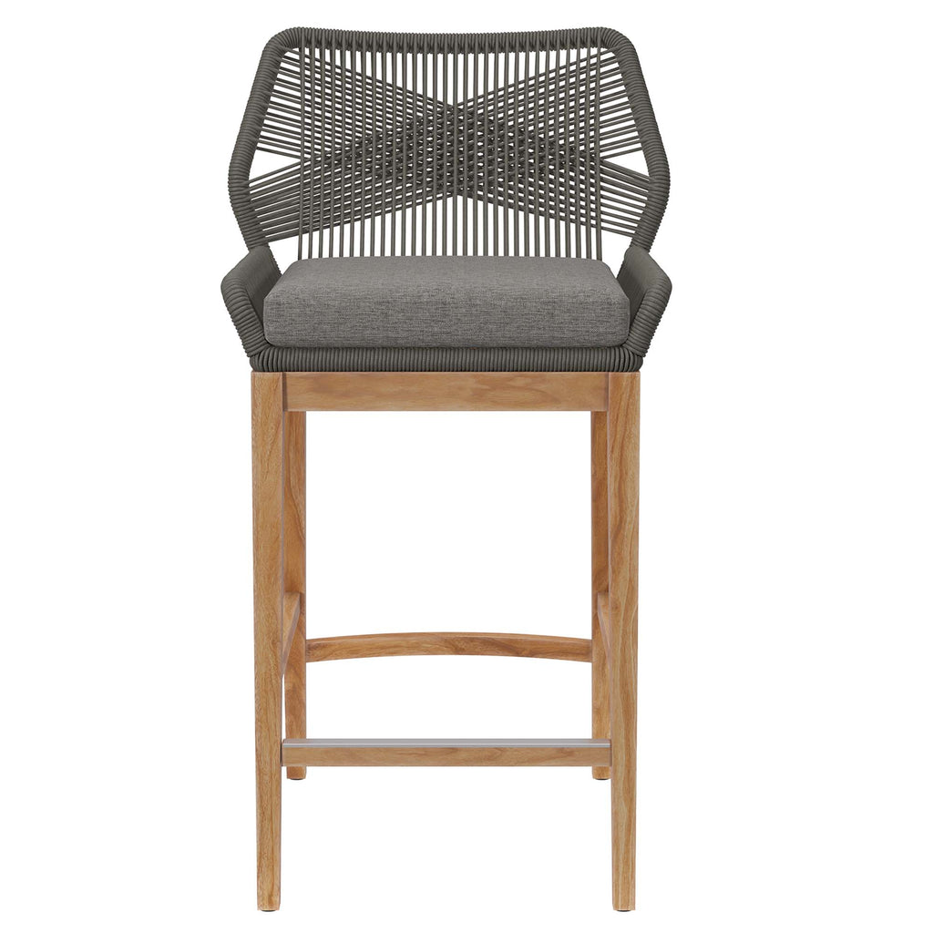 Wellspring Outdoor Patio Teak Wood Bar Stool - Gray Graphite