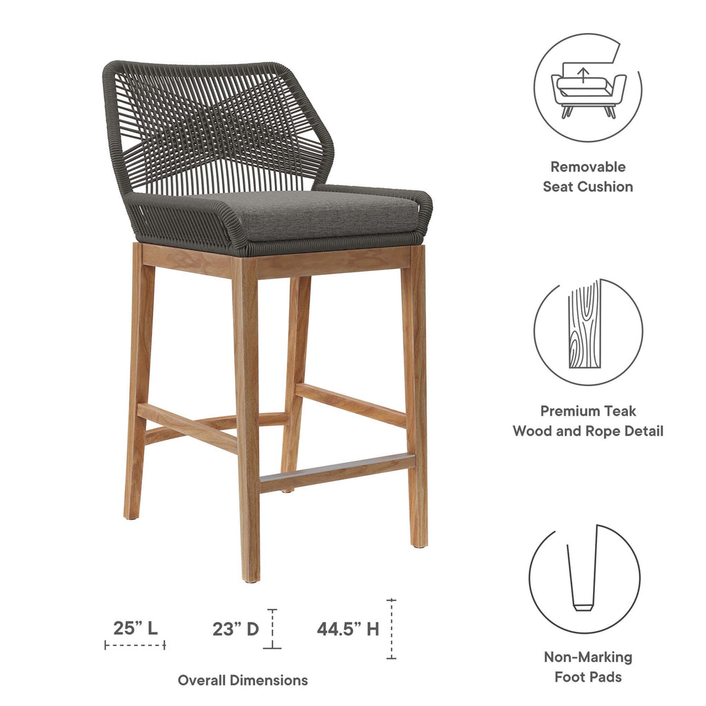 Wellspring 3-Piece Outdoor Patio Teak Wood Bar Set - Gray Graphite