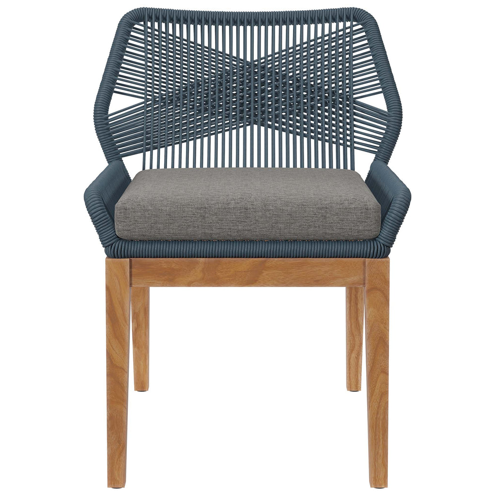 Wellspring Outdoor Patio Teak Wood Dining Chair - Blue Graphite