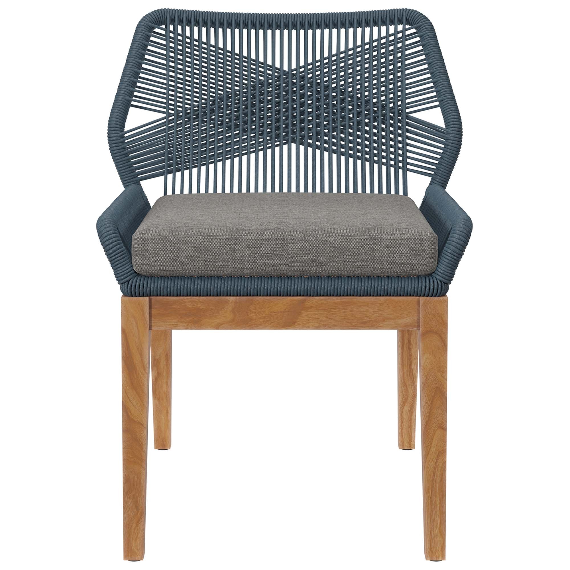 Wellspring Outdoor Patio Teak Wood Dining Chair - Blue Graphite
