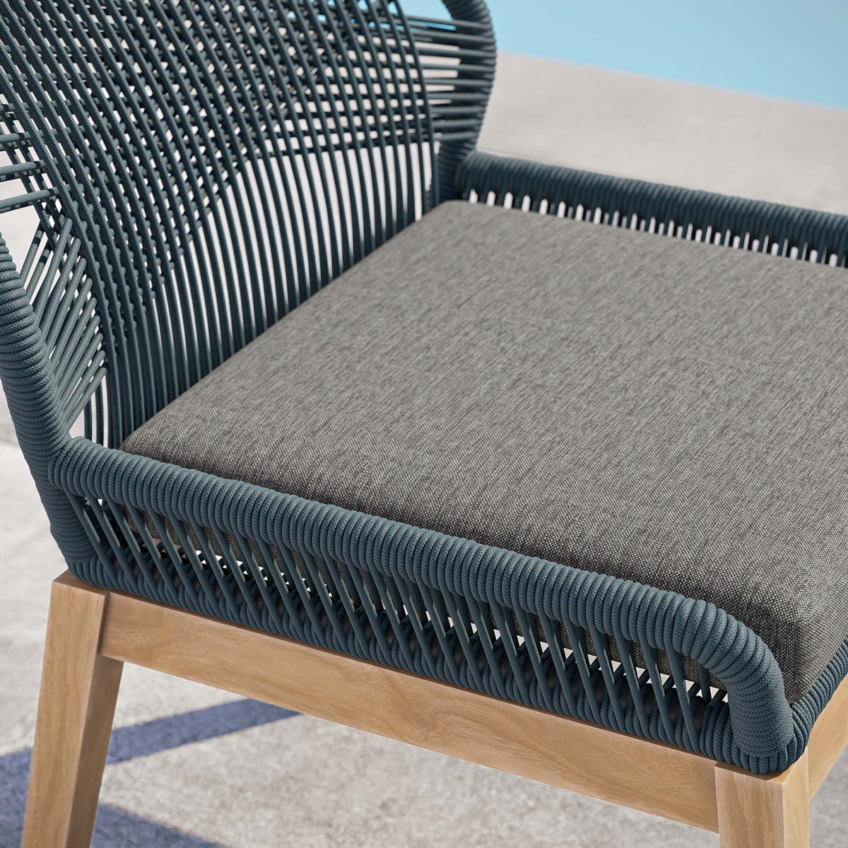 Wellspring Outdoor Patio Teak Wood Dining Chair - Blue Graphite