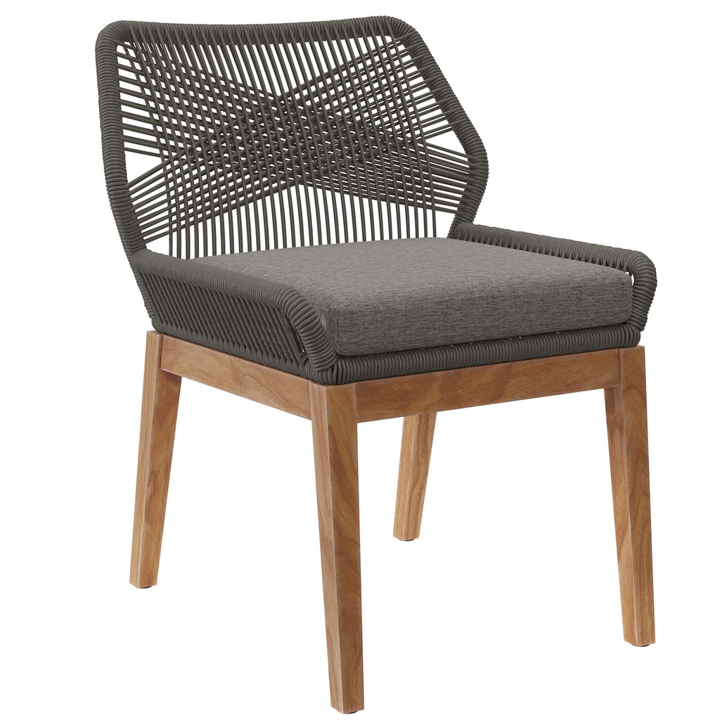Wellspring Outdoor Patio Teak Wood Dining Chair - Gray Graphite
