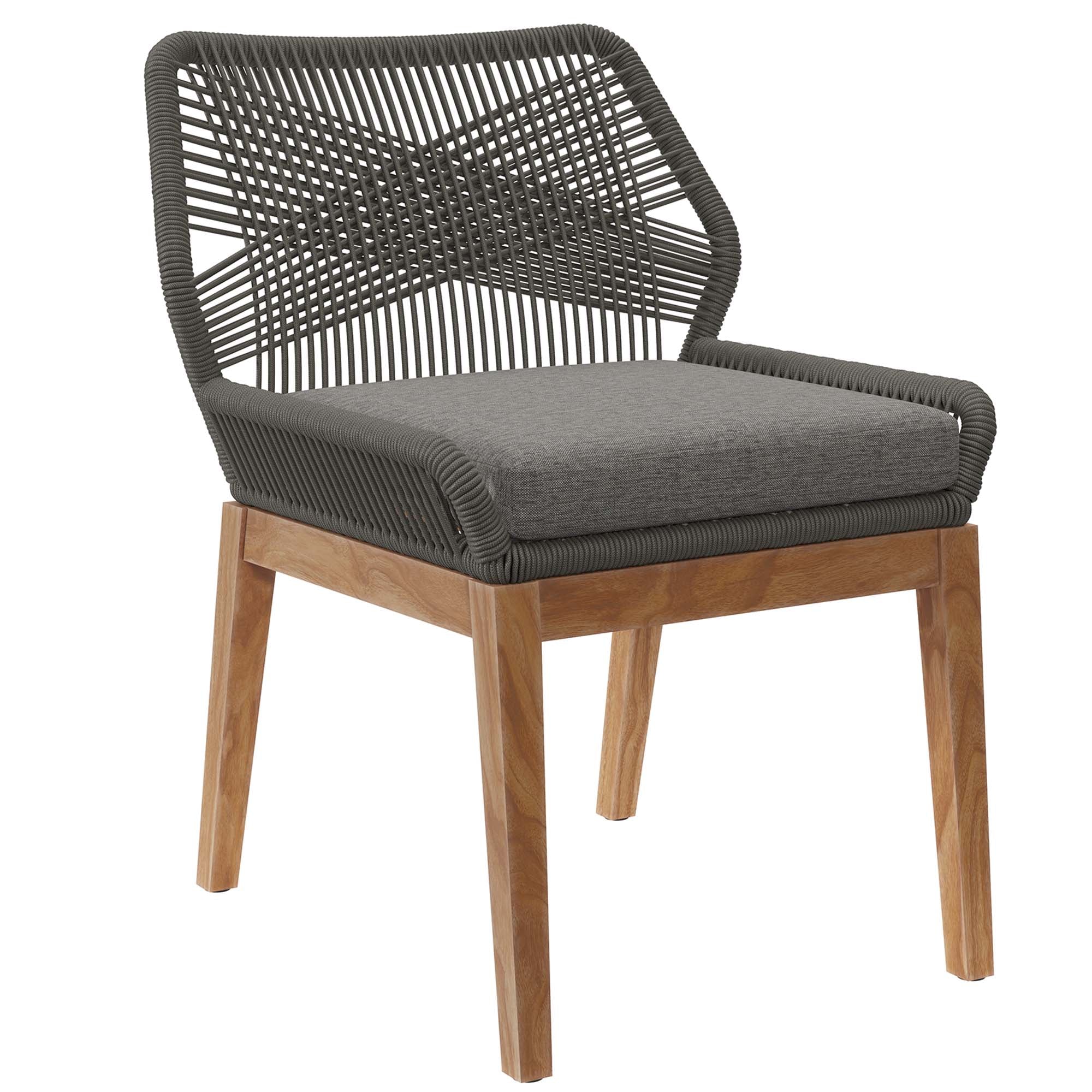 Wellspring Outdoor Patio Teak Wood Dining Chair - Gray Graphite