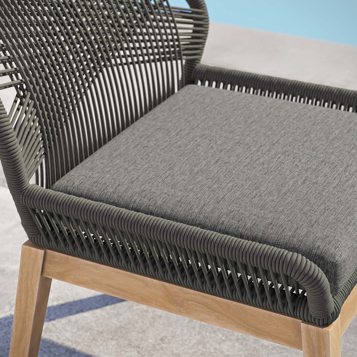 Wellspring Outdoor Patio Teak Wood Dining Chair - Gray Graphite