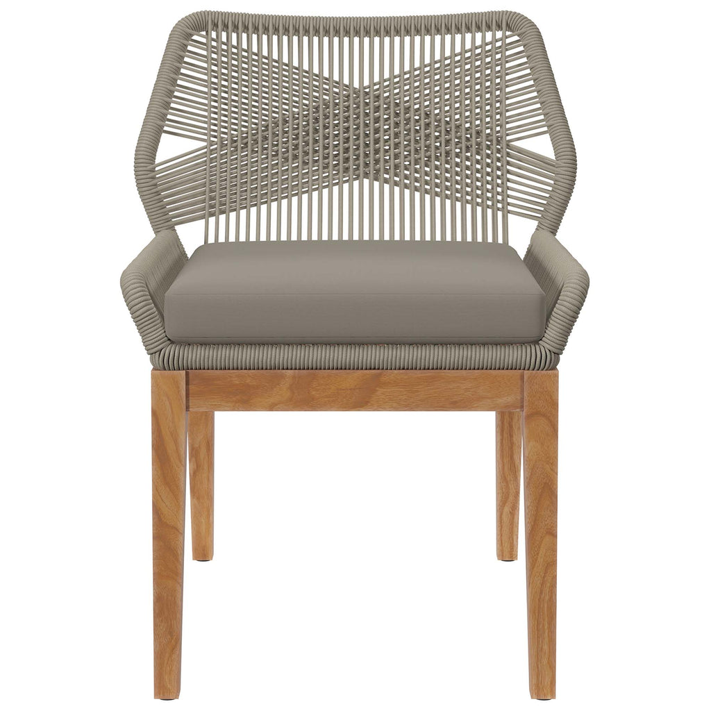 Wellspring Outdoor Patio Teak Wood Dining Chair - Light Gray Greige