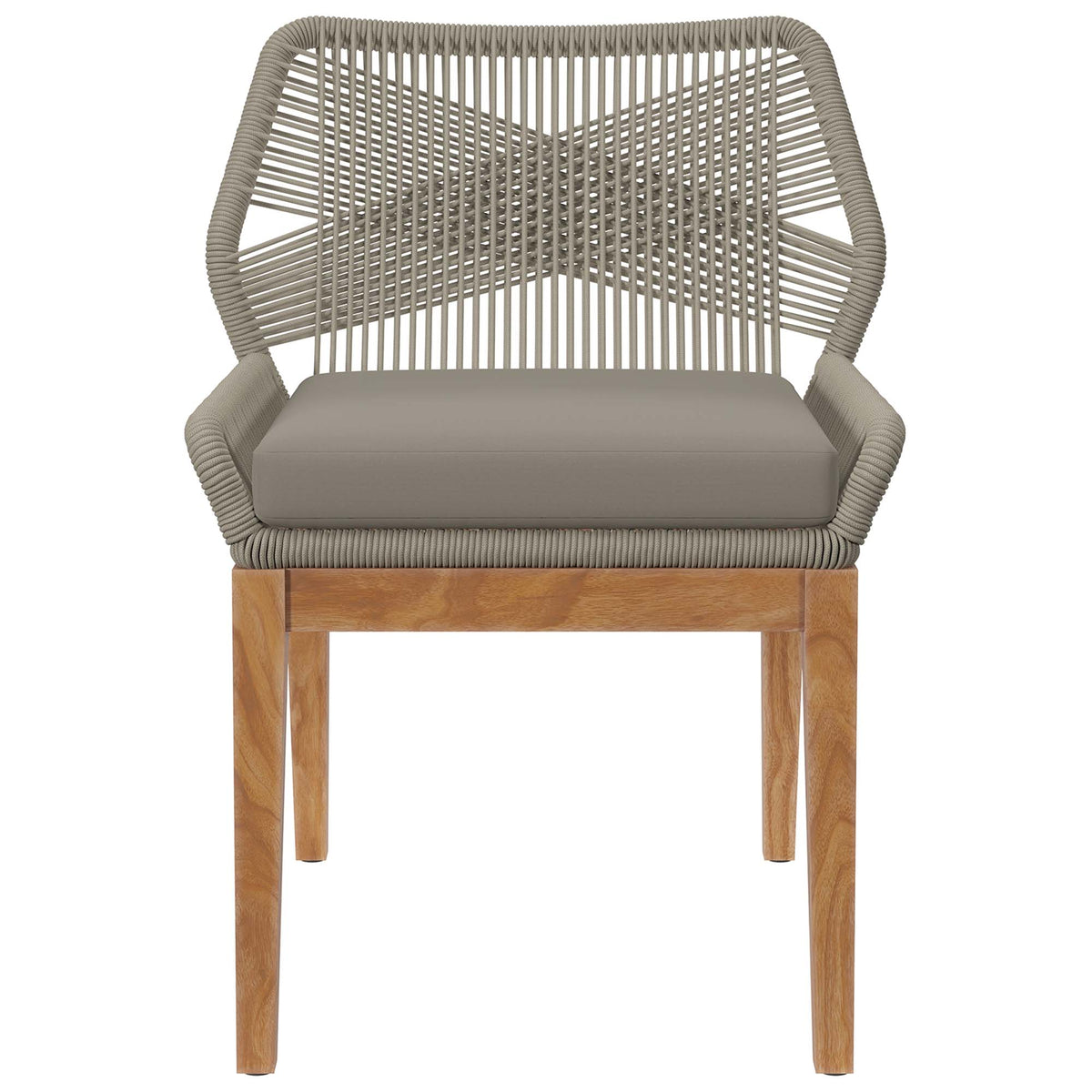 Wellspring Outdoor Patio Teak Wood Dining Chair - Light Gray Greige