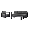 Tahoe 3-Piece Outdoor Patio Powder-Coated Aluminum Set - Gray Charcoal