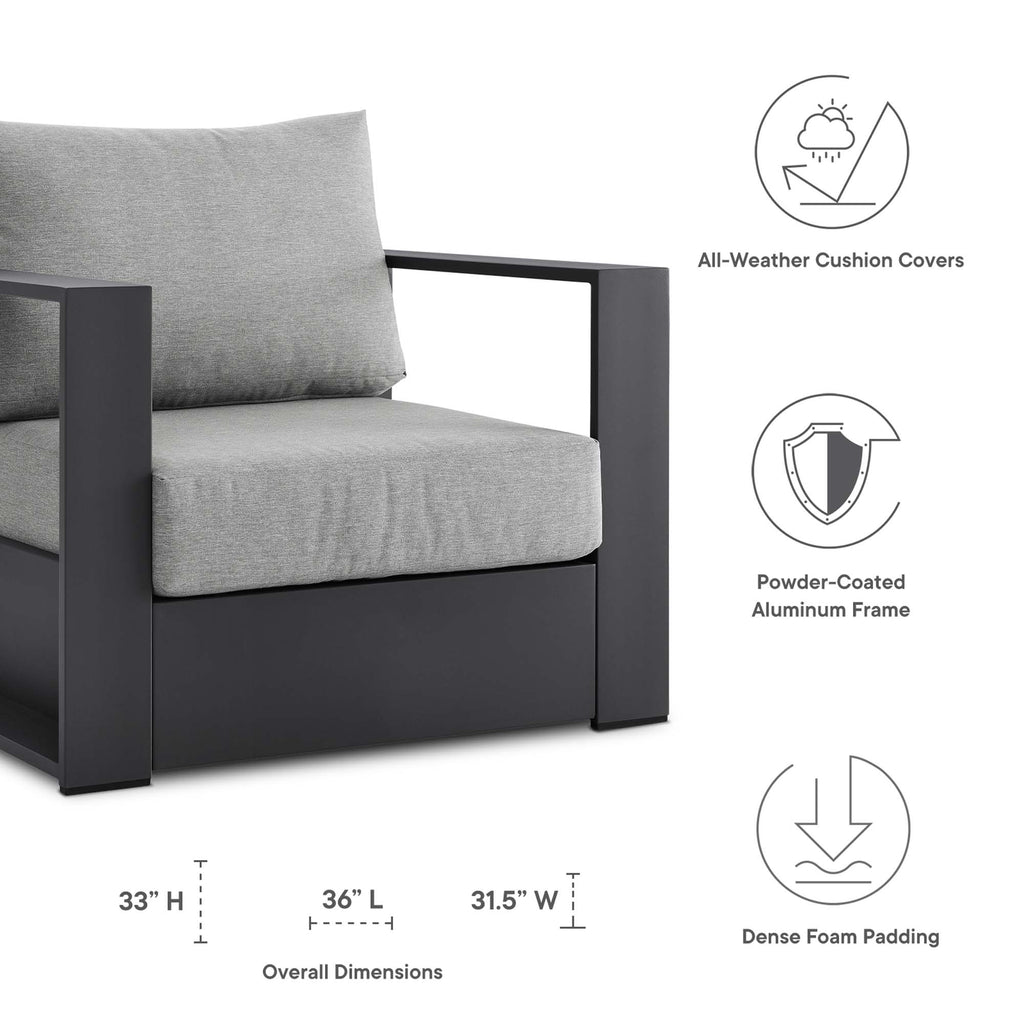 Tahoe 3-Piece Outdoor Patio Powder-Coated Aluminum Set - Gray Gray